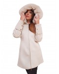 Fracomina cappotto beige con cappuccio impellicciato fr24wc1016w57901-108