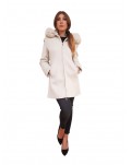 Fracomina cappotto beige con cappuccio impellicciato fr24wc1016w57901-108