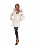 Fracomina cappotto beige con cappuccio impellicciato fr24wc1016w57901-108