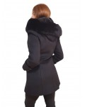 Fracomina cappotto con cappuccio impellicciato nero fr24wc1016w57901-053