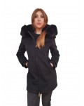 Fracomina cappotto con cappuccio impellicciato nero fr24wc1016w57901-053