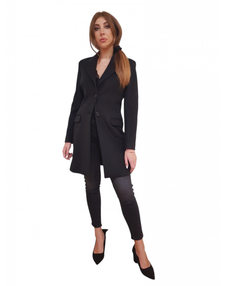 Cappotto donna Fracomina slim monopetto nero