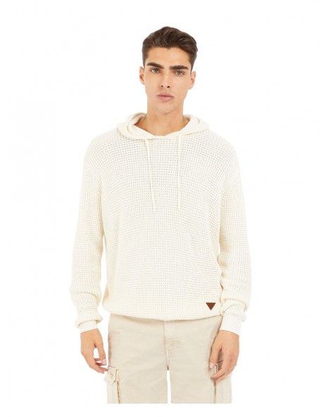 Maglia uomo Guess beige con cappuccio Derik Hoodie m4yr09z3fb1 