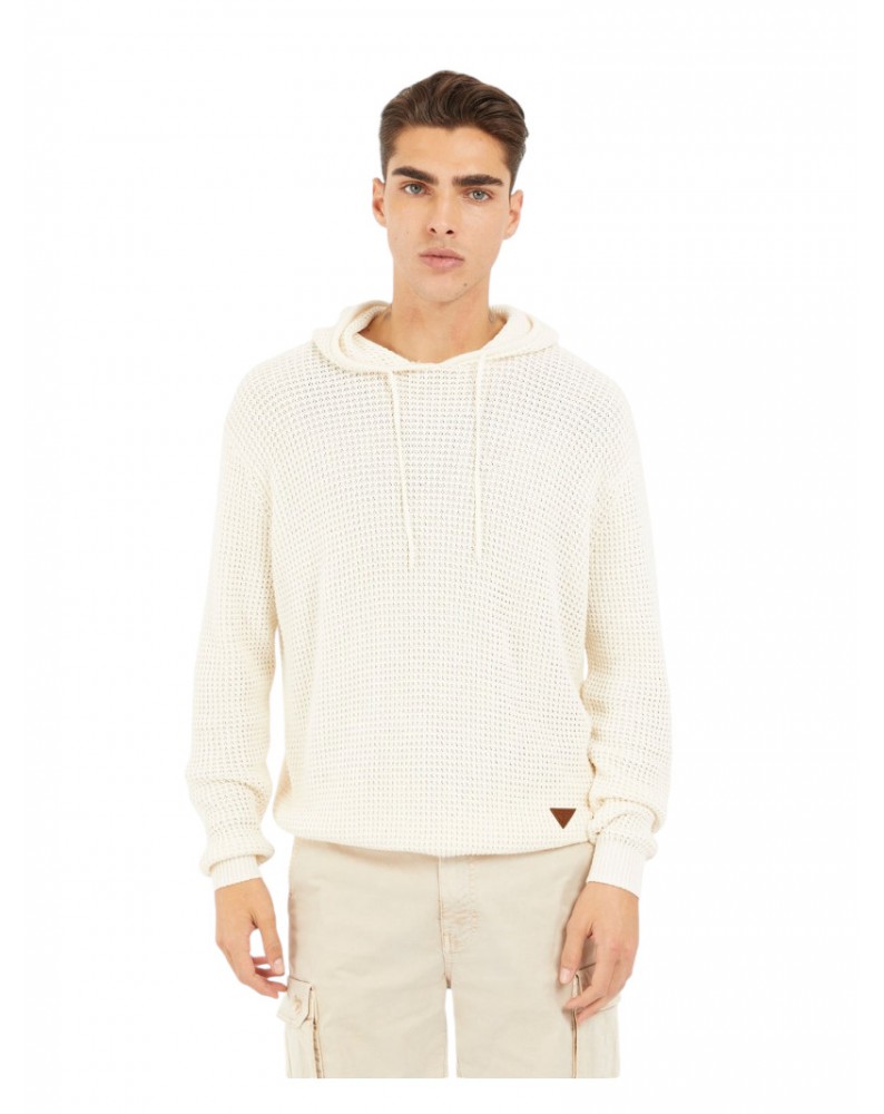 Maglia uomo Guess beige con cappuccio Derik Hoodie m4yr09z3fb1 