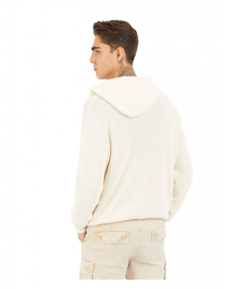 Maglia uomo Guess beige con cappuccio Derik Hoodie m4yr09z3fb1 