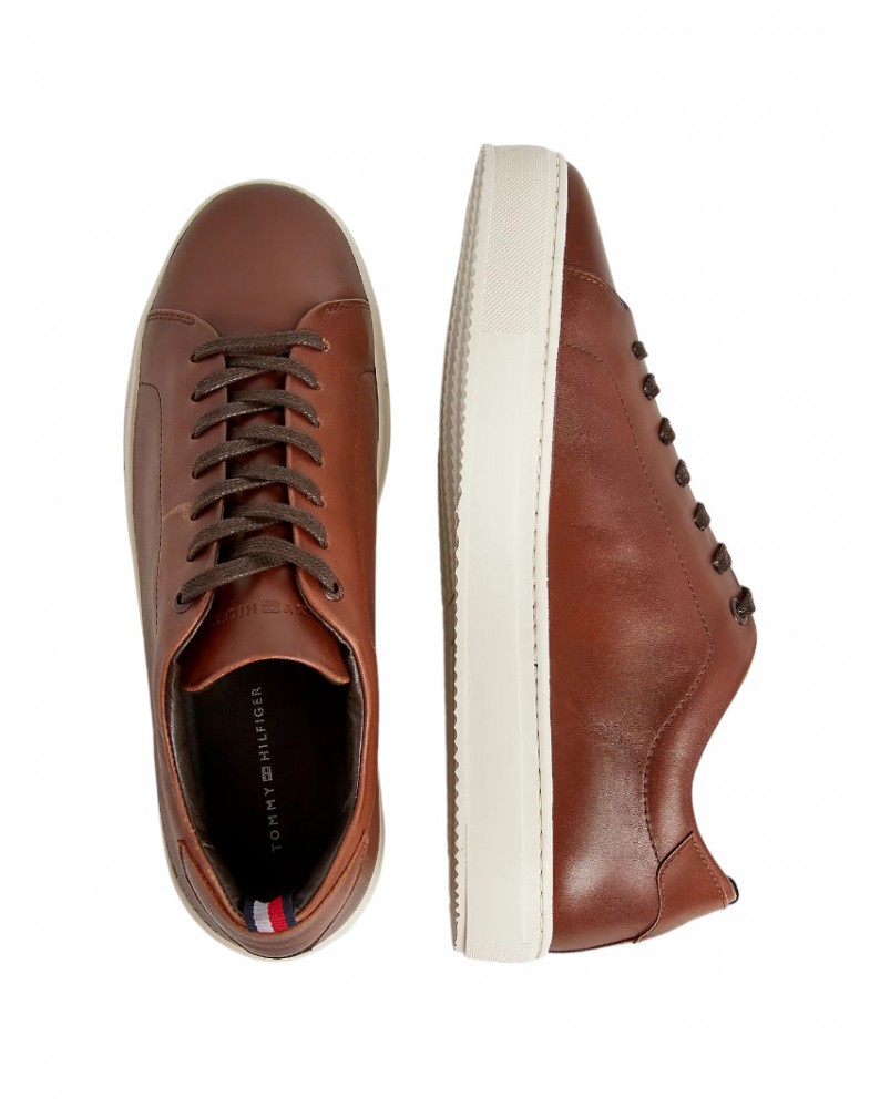 Tommy Hilfiger sneakers uomo cuoio in pelle premium heritage fm0fm04832gtu