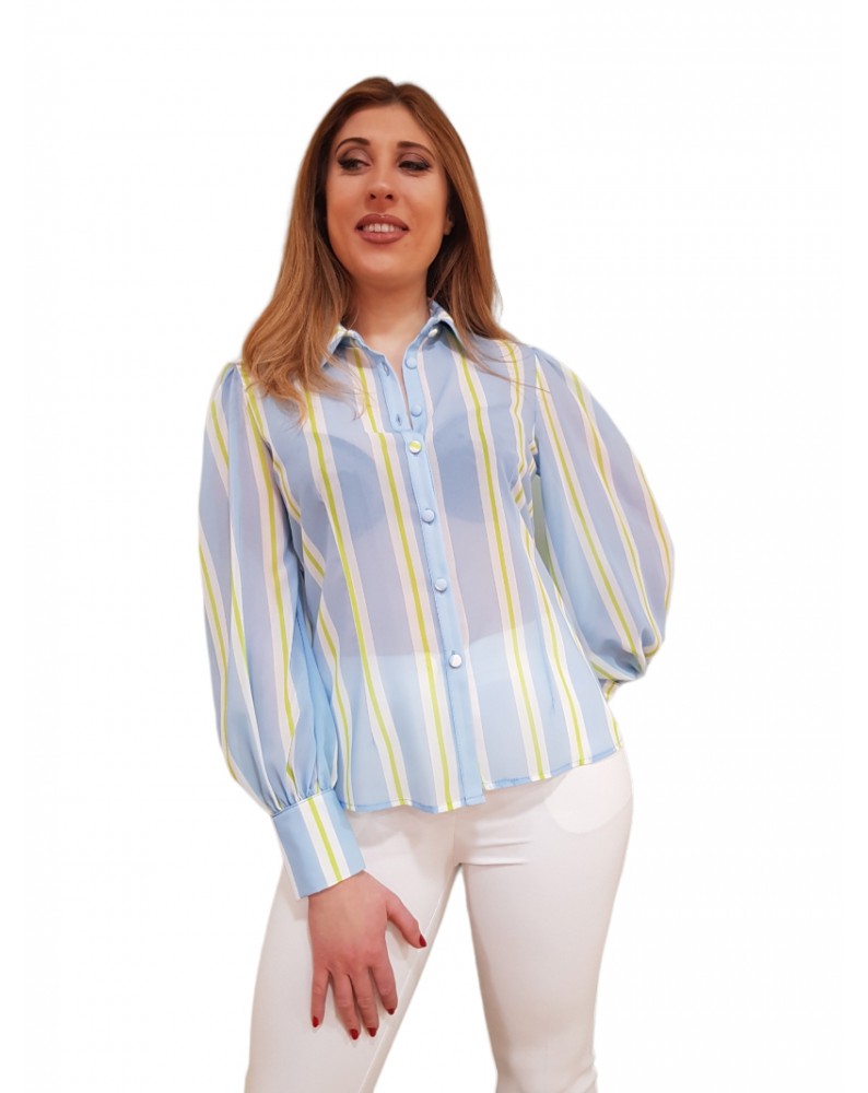 Fracomina camicia regular a righe lime fs23st6002w412n4-q68