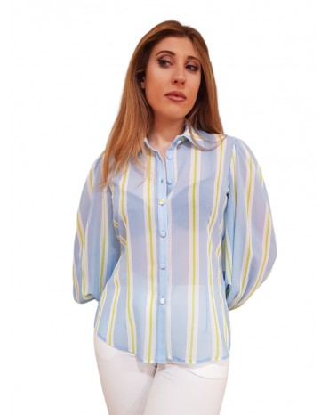 Fracomina camicia regular a righe lime fs23st6002w412n4-q68