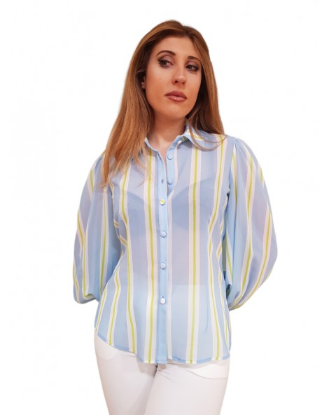 Fracomina camicia regular a righe lime fs23st6002w412n4-q68