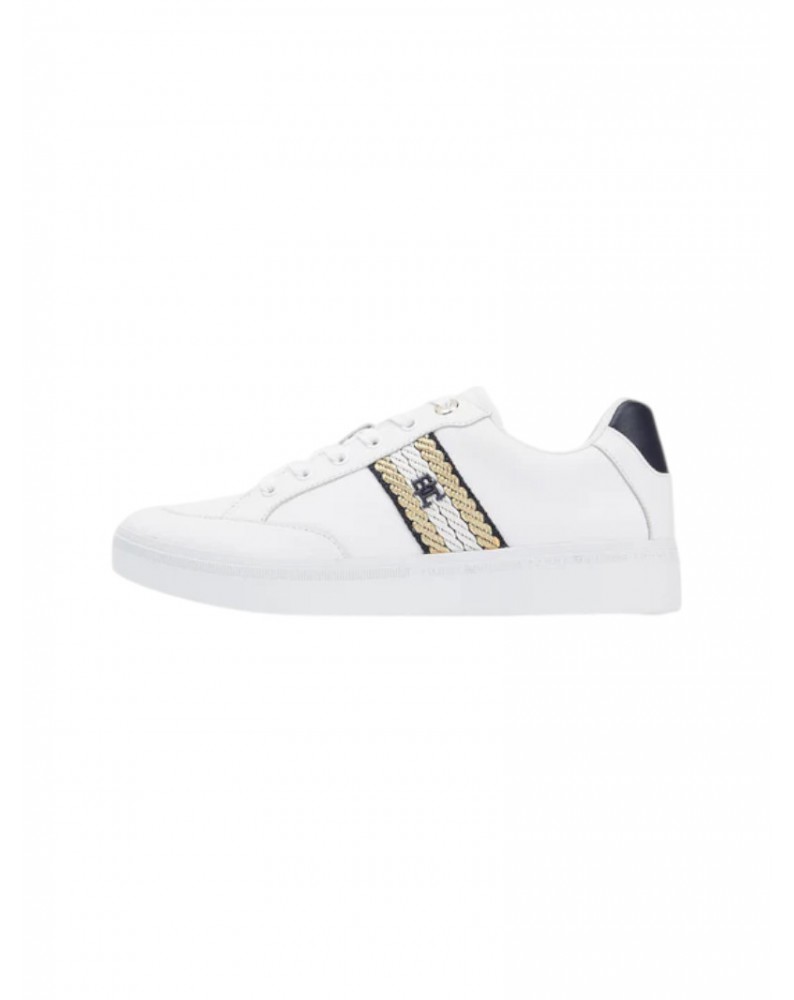 Tommy Hilfiger Court sneakers bianca con dettagli in tessuto fw0fw07106-ybs