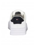 Tommy Hilfiger sneakers uomo in pelle court leather grain ess white desert sky