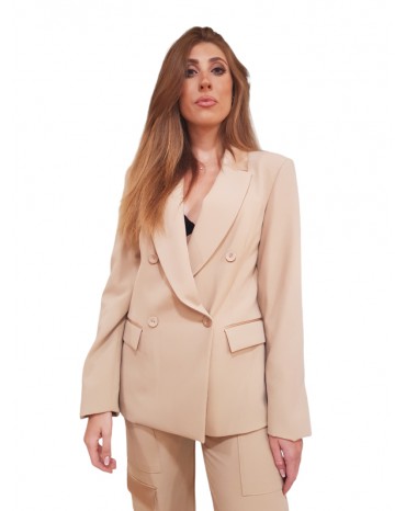 Fracomina giacca tailleur doppiopetto beige fr24wj2004w50901-l20