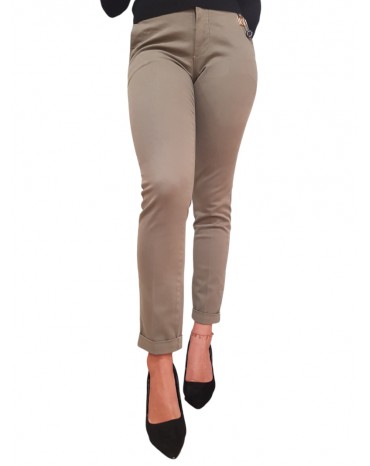 Fracomina pantalone chinos slim verde fp24wv4001w72001-205