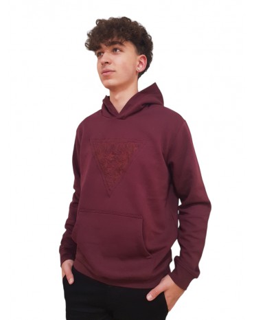 Guess felpa uomo bordeaux con triangolo Embroidered m4bq25k9z21-g596