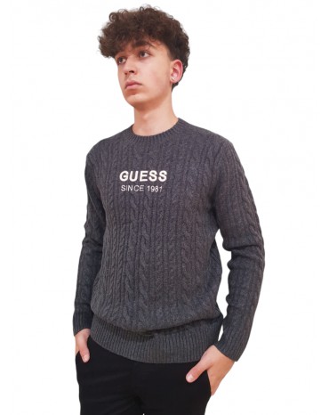 Guess maglia uomo a treccia girocollo grigia Elwyn m4br11z3ha2-mrh