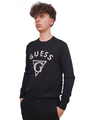 Guess maglia uomo nera con logo Edgar m4br06z3h82-jblk