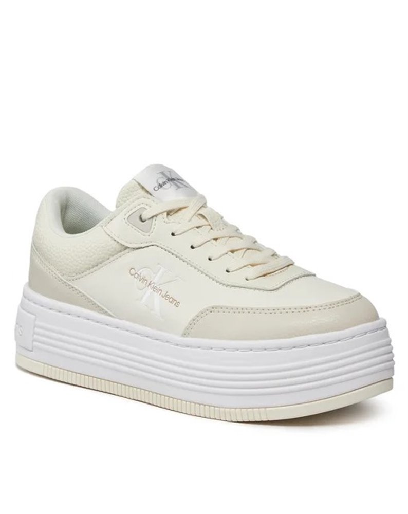 Calvin Klein jeans sneakers bold flatform low lace mix creamy/eggshell