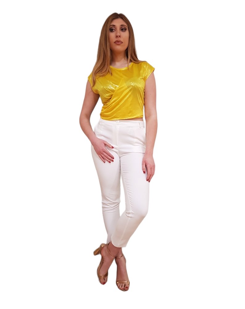 Fracomina top yellow laminato tank top