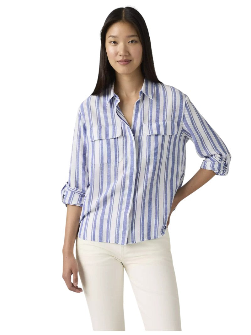 Camicia Donna Levi's Elaine Utility Bold Stripe Blue | Wellington