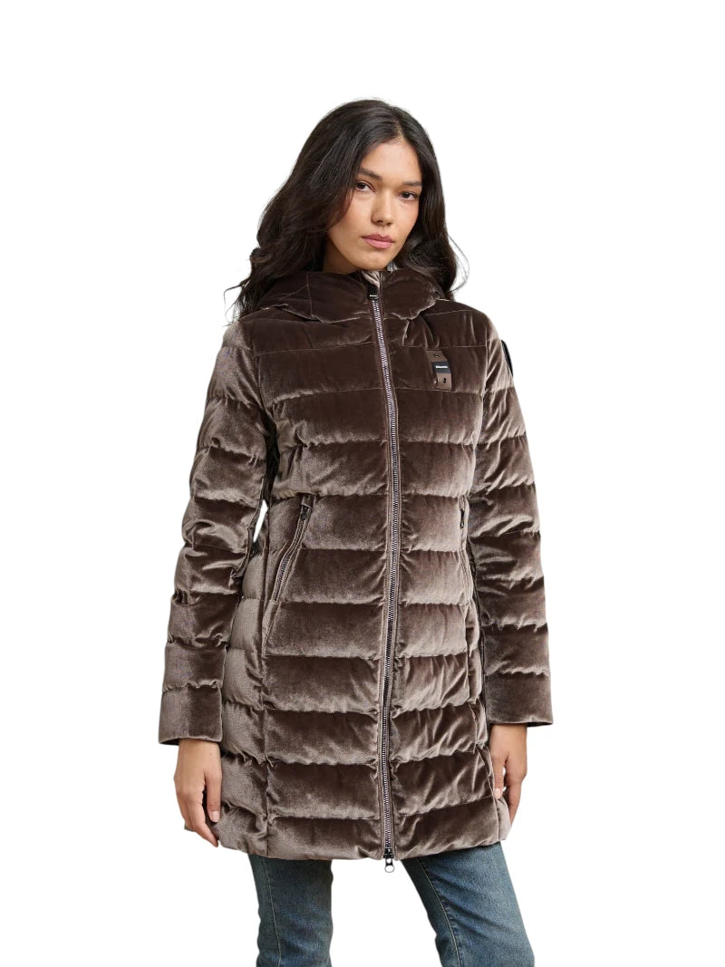 Piumino Donna Blauer Velly Long in velluto