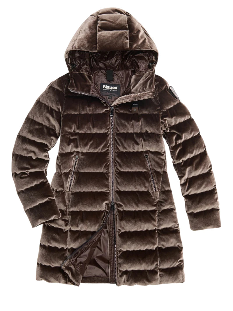 Piumino Donna Blauer Velly Long in velluto