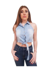 Top Donna Gaudì in Chambray con Bottoni | Wellington Jeans