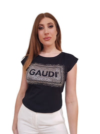 T-shirt Donna Gaudì con Stampa Floreale e Strass | Wellington