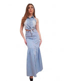 Gonna Lunga Gaudì Chambray con Bottoni | Wellington Jeans