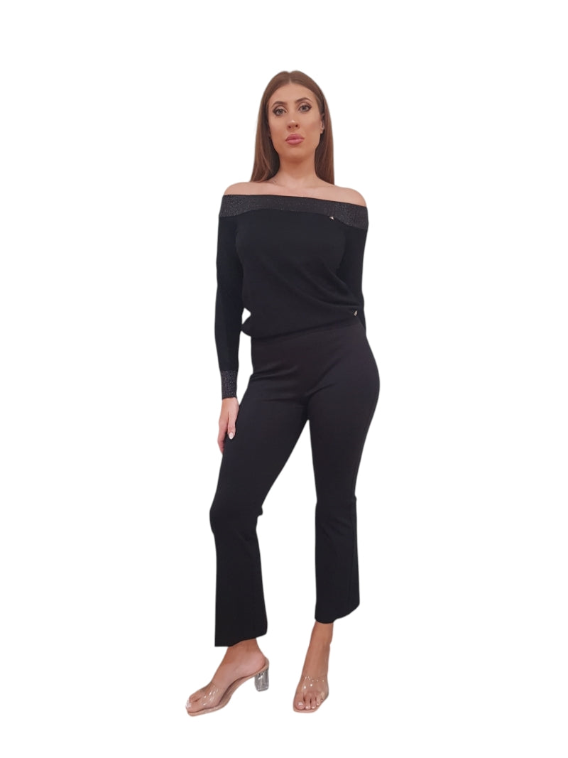 Pantaloni Gaudì Flare Cropped con Piega Stirata