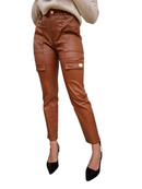 Pantaloni Gaudi Similpelle Cargo Slim Fit Urbano Marroni