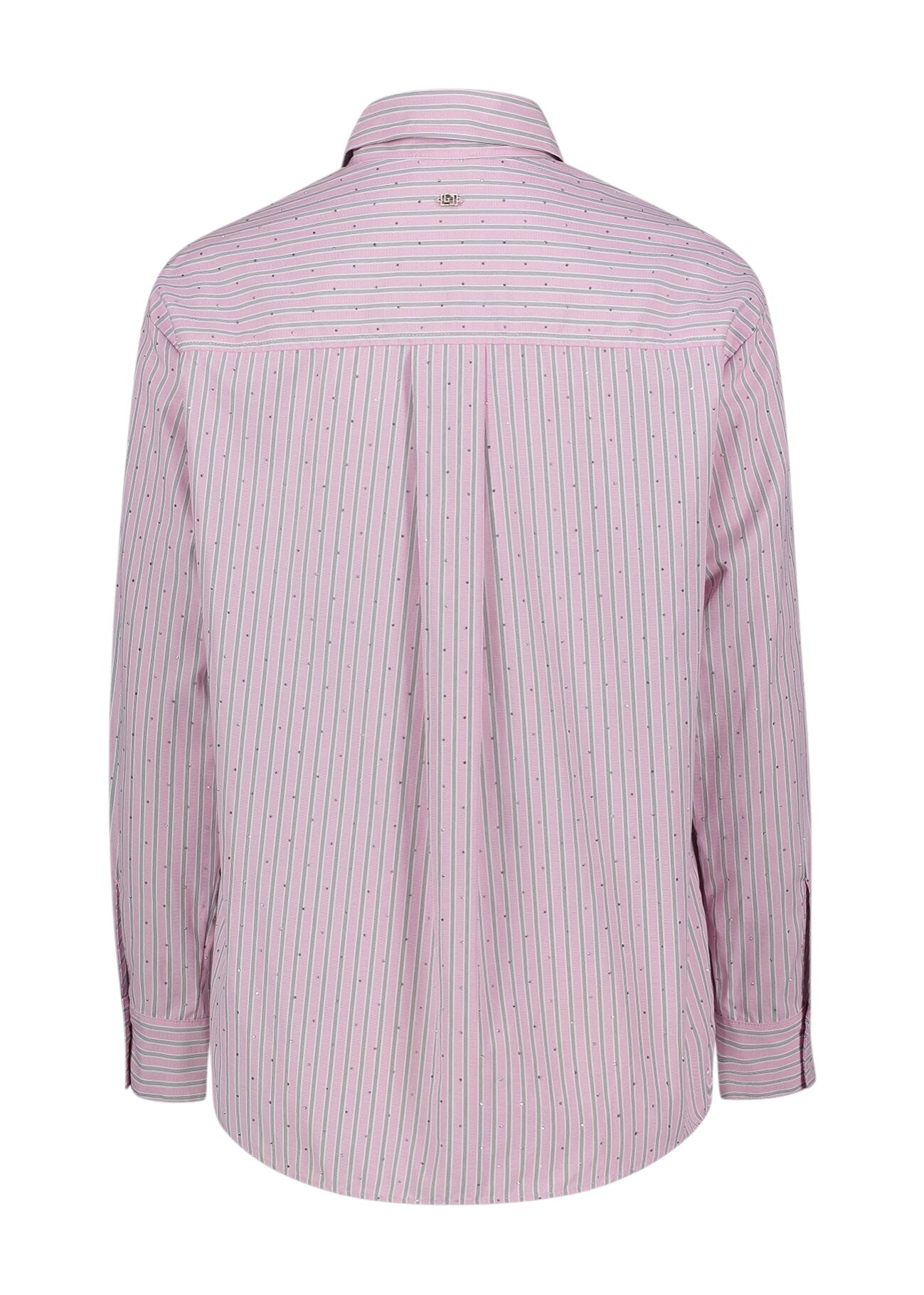 Camicia Gaudi Donna Righe Strass Rosa Scintillante