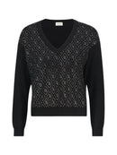 Maglia Gaudi Donna Nera Scollo V Strass Lurex