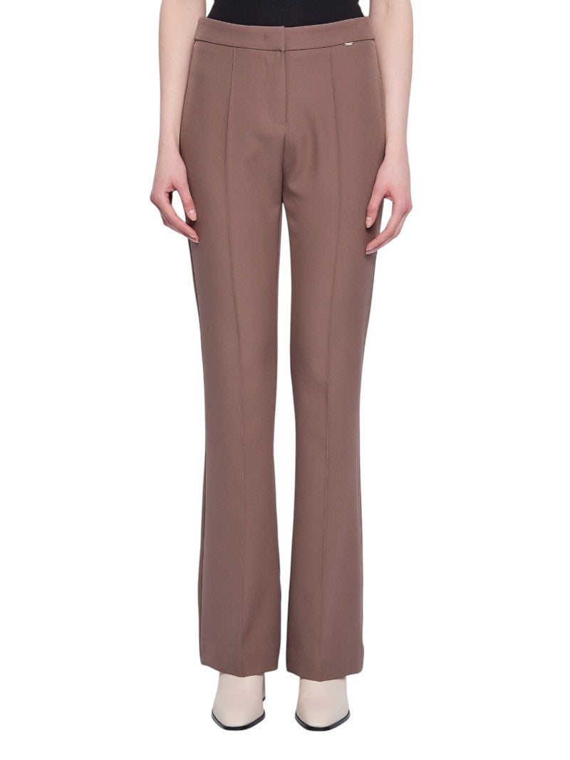 Pantaloni Gaudi Donna Flare Marrone Vita Alta