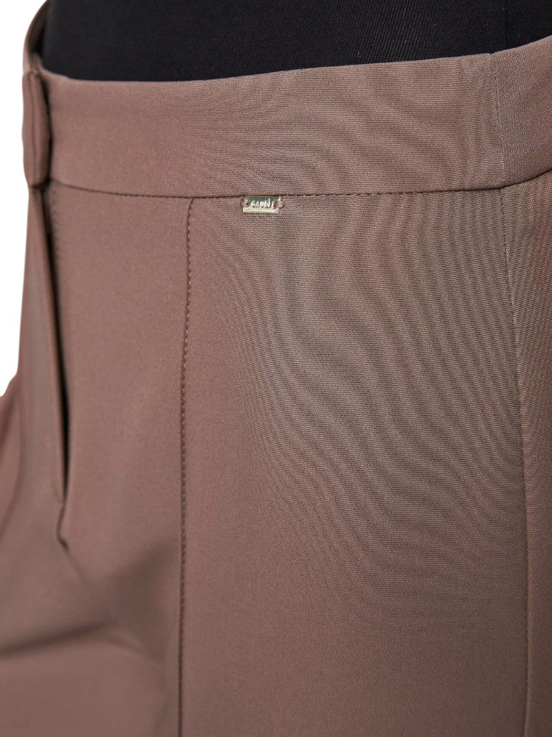 Pantaloni Gaudi Donna Flare Marrone Vita Alta