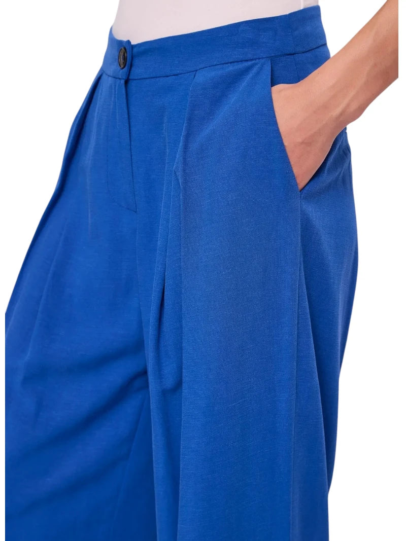 Pantaloni Wide Leg Gaudì in Misto Lino con Pinces | Wellington