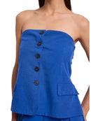 Top Off The Shoulder Gaudì in Misto Lino con Bottoni | Wellington