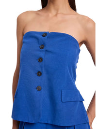 Top Off The Shoulder Gaudì in Misto Lino con Bottoni | Wellington
