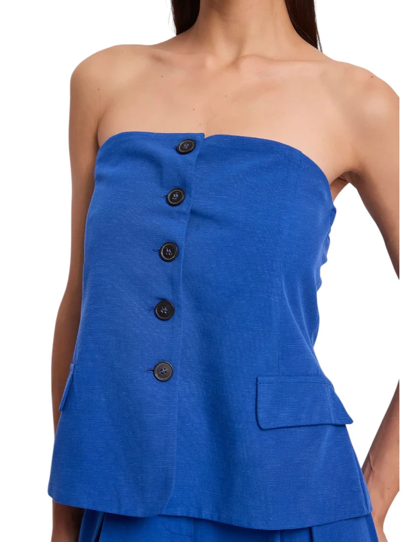 Top Off The Shoulder Gaudì in Misto Lino con Bottoni | Wellington
