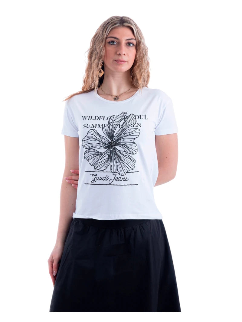 T-shirt Donna Gaudì Lettering e Strass | Wellington Jeans