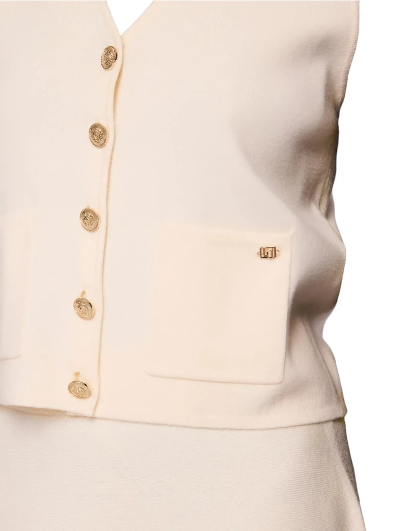 Gilet Donna Gaudì con Bottoni Dorati in Misto Lana