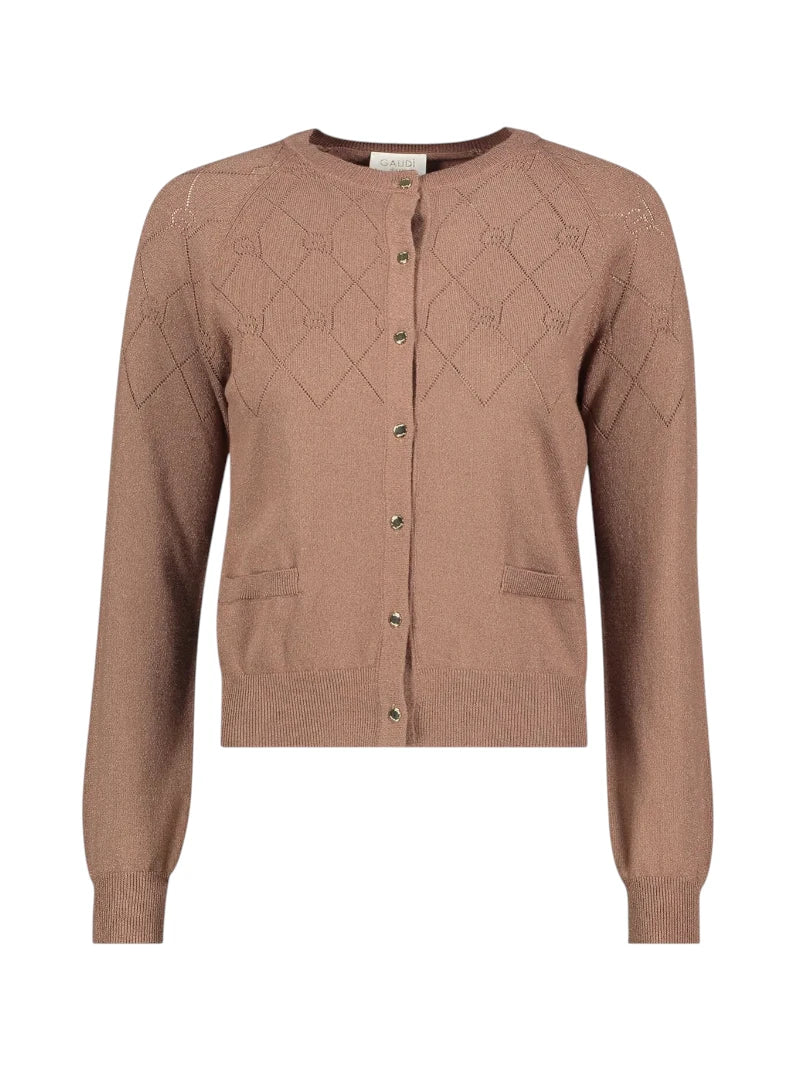 Cardigan Marrone Donna Gaudì con Logo in Misto Lana