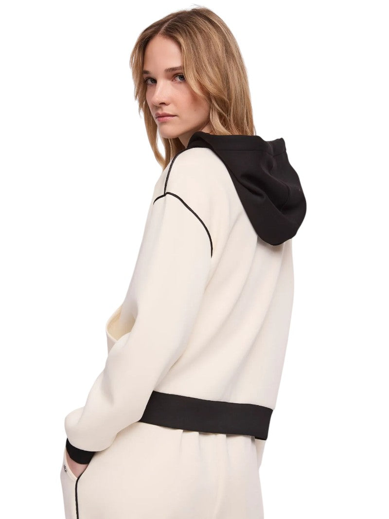 Felpa Bianca Donna Gaudì con Cappuccio e Zip in Cotone