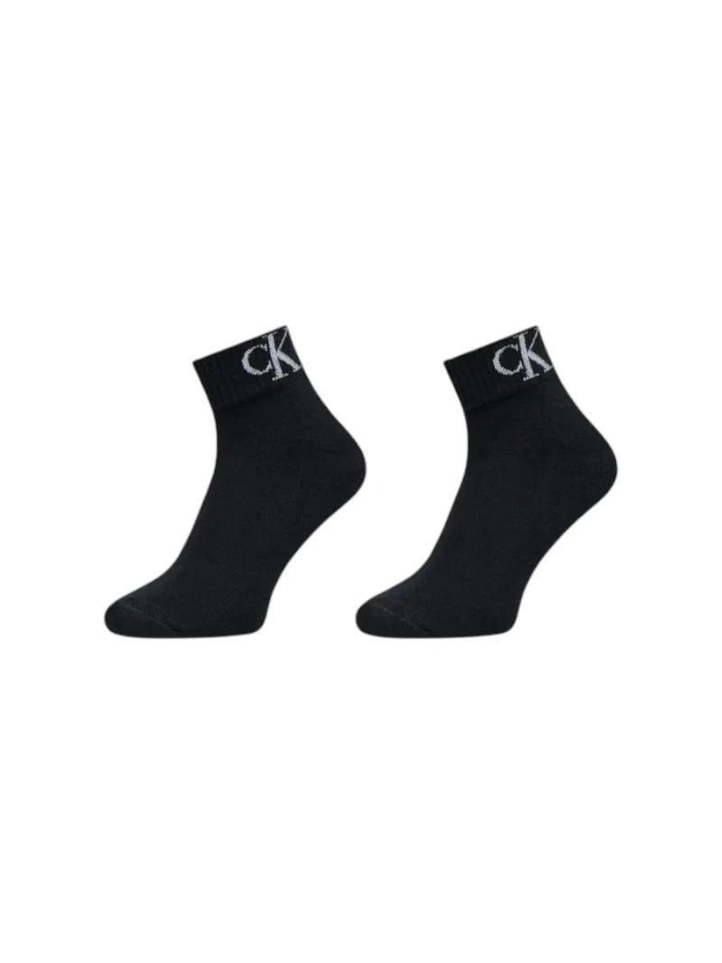 Calzini Uomo Calvin Klein Quarter Monogram 2 Paia Nero