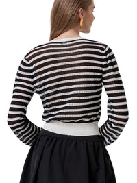 Cardigan Donna Fracomina Cropped a Righe Scollo a V | Wellington