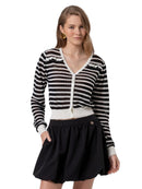 Cardigan Donna Fracomina Cropped a Righe Scollo a V | Wellington