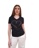 T-shirt Fracomina Scollo a V Cuore Strass | Wellington Jeans