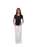 T-shirt Fracomina Scollo a V Cuore Strass | Wellington Jeans