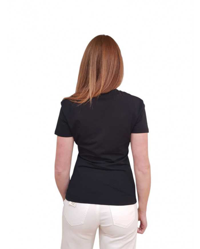 T-shirt Fracomina Scollo a V Cuore Strass | Wellington Jeans