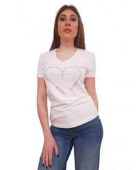 T-shirt Fracomina Scollo a V Cuore Strass | Wellington Jeans