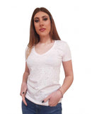 T-shirt Fracomina Scollo a V Strass Slim Fit | Wellington Jeans
